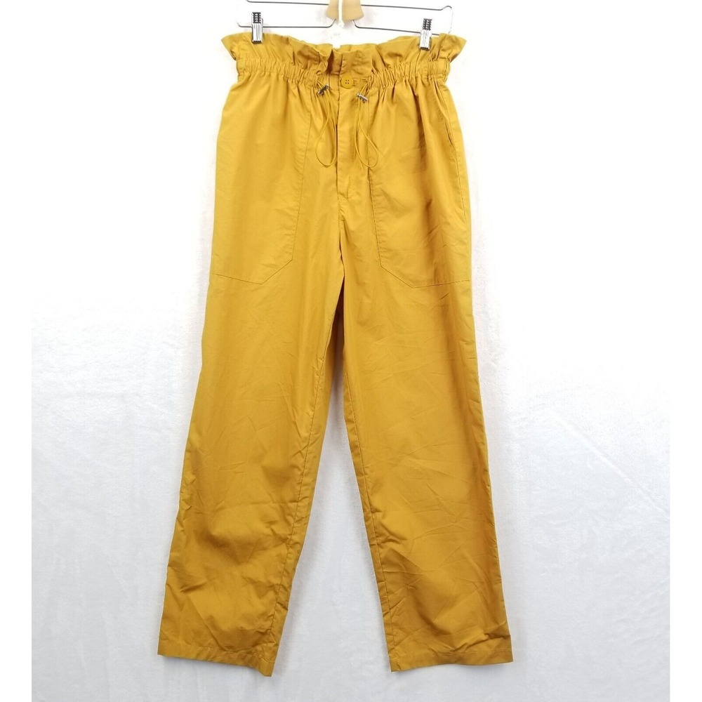 L.F. Markey Pants Women 6 Mustard Hugo Trouser Wide Leg‎ Paper Bag Waist Cotton